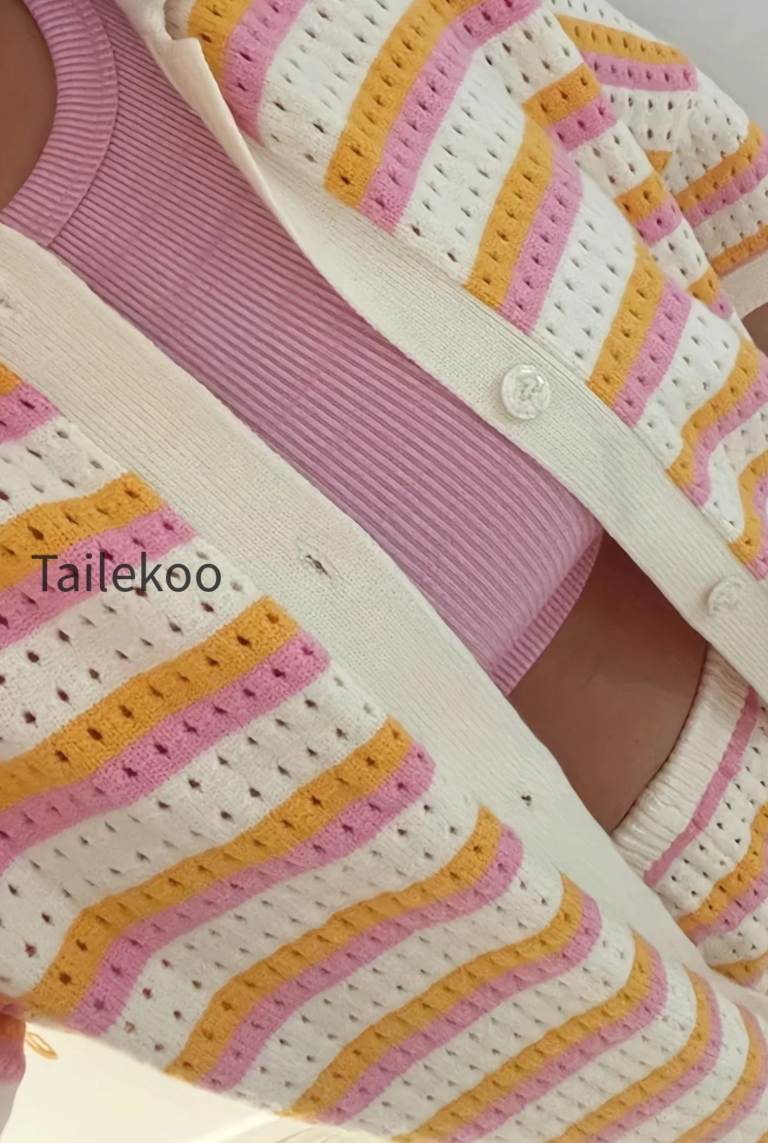 striped-hollow-out-knit-two-piece-set