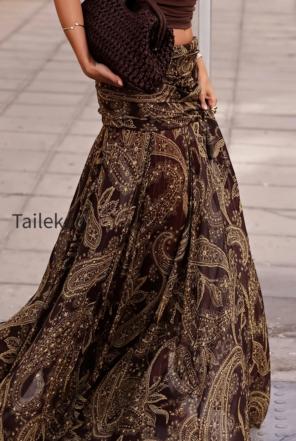 boho-brown-paisley-print-maxi-skirt