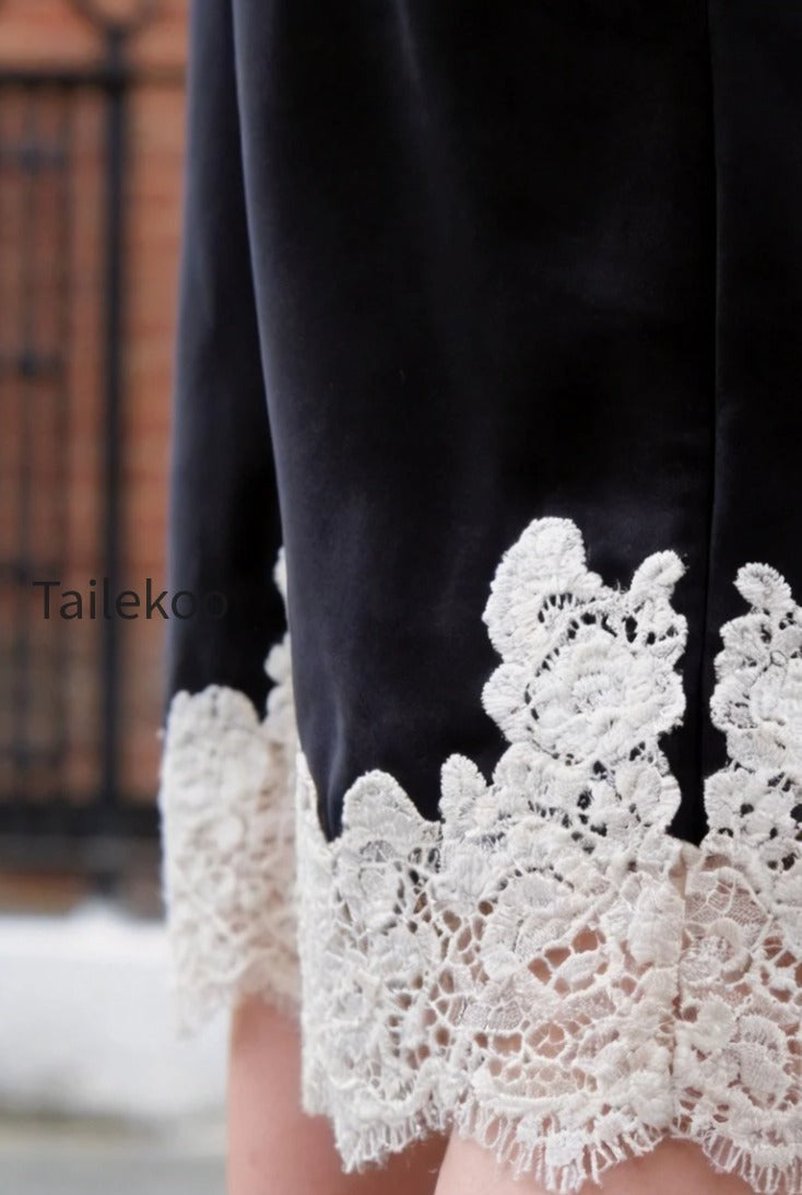 lace-trim-satin-midi-skirt